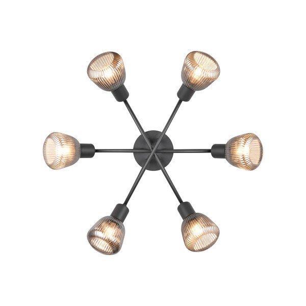 Černé stropní svítidlo se skleněným stínidlem Tarifa – Trio-image-4