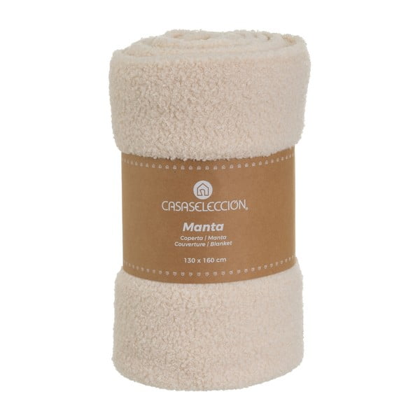 Béžová deka z materiálu bouclé 160x130 cm Sherpa – Casa Selección-image-4