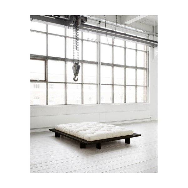 Dvoulůžková postel z borovicového dřeva s matrací Karup Design Japan Comfort Mat Black/Natural, 140 x 200 cm-image-3