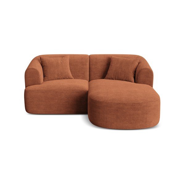 Manšestrová rohová pohovka v terakotové barvě (pravý roh/s lenoškou) Campi – Cosmopolitan Design