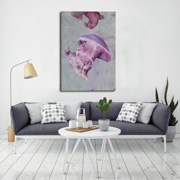 Ručně malovaný obraz v rámu z borovicového dřeva Mauro Ferretti Medusa Purple, 80 x 120 cm-image-1