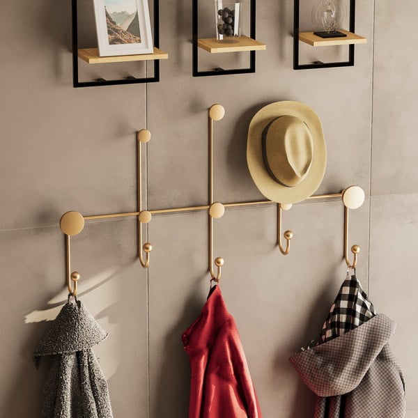 Kovový nástěnný věšák ve zlaté barvě Dama – Kalune Design-image-2