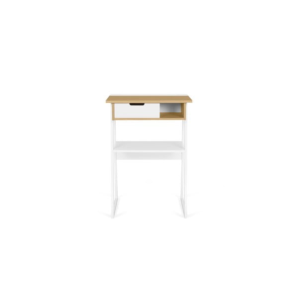 Pracovní stolek s deskou z dubu a bílýma nohama TemaHome Space