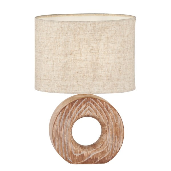 Hnědo-béžová keramická stolní lampa s textilním stínidlem (výška 31 cm) Hanke – Fischer & Honsel