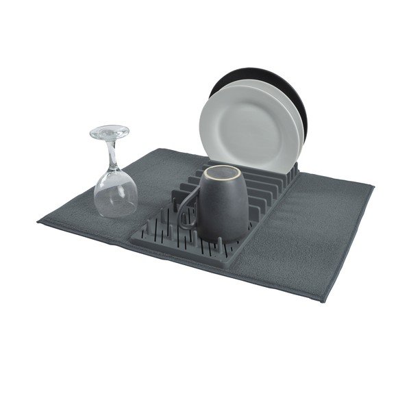 Šedá plastová odkapávací podložka na nádobí 50x38 cm – Homéa-image-1