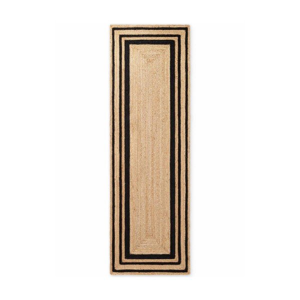 Černý/v přírodní barvě oboustranný/ručně tkaný jutový běhoun 80x250 cm Looma – Hanse Home