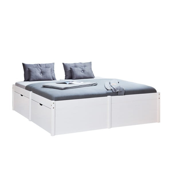 Bílá dřevěná dvoulůžková postel 13Casa Boss, 180 x 200 cm