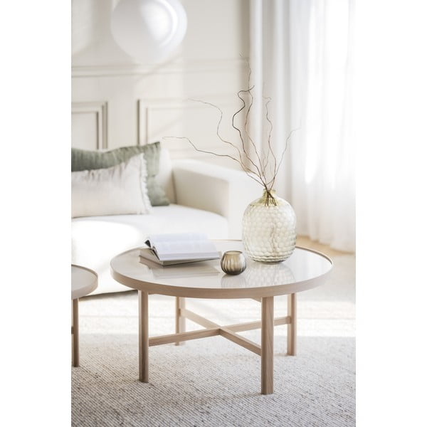 Kulatý konferenční stolek s keramickou deskou v přírodní barvě 90x90 cm Marsden – Rowico-image-1