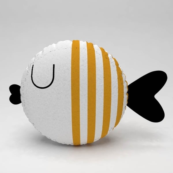 Bílý polštářek s oranžovými pruhy Fishie, ⌀ 32 cm