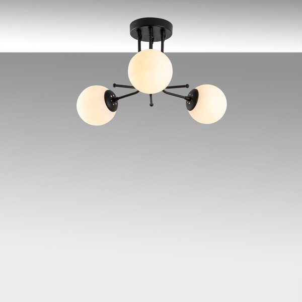 Černé stropní svítidlo se skleněným stínidlem ø 15 cm Daisy – Opviq lights-image-4