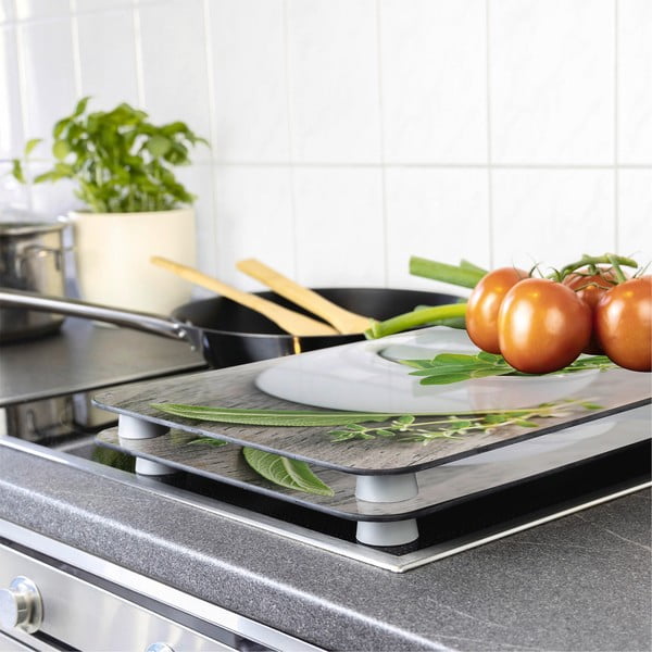 Sada 2 skleněných krytů na sporák Wenko Herbal, 52 x 30 cm-image-1