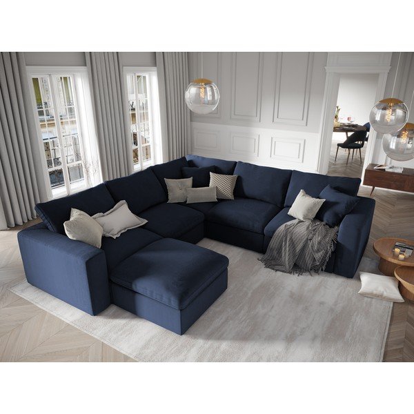 Tmavě modrá oboustranná rohová část modulární manšestrové pohovky Windsor & Co Sofas Galaxy-image-4