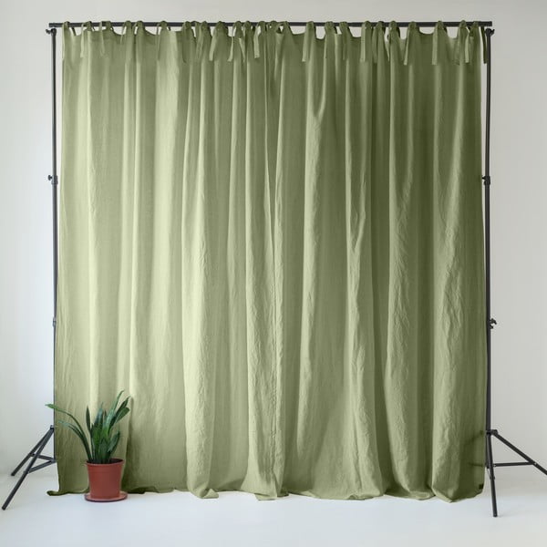 Světle zelený lněný závěs 140x250 cm Sage – Linen Tales