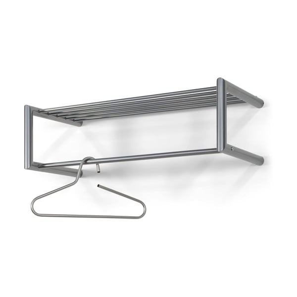 Kovový nástěnný věšák ve stříbrné barvě s poličkou 80 cm Smooth – Spinder Design-image-2