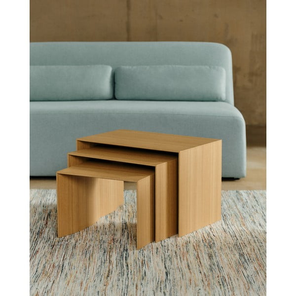 Odkládací stolky v sadě 3 ks v dekoru dubu 40x60 cm Litto – Kave Home-image-4