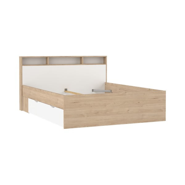 Dvoulůžková postel v dekoru dubu s úložným prostorem bez roštu 160x200 cm v přírodní barvě Ikast – Tvilum-image-2