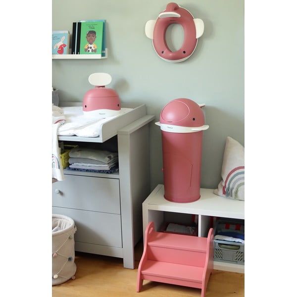 Tmavě růžový plastový odpadkový koš na pleny 25 l Whale – Kindsgut-image-1