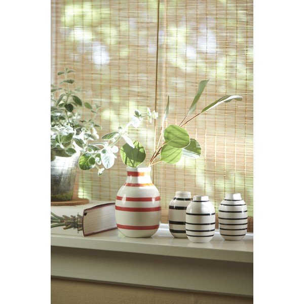 Bílo-červená pruhovaná keramická váza Kähler Design Omaggio, výška 12,5 cm-image-1