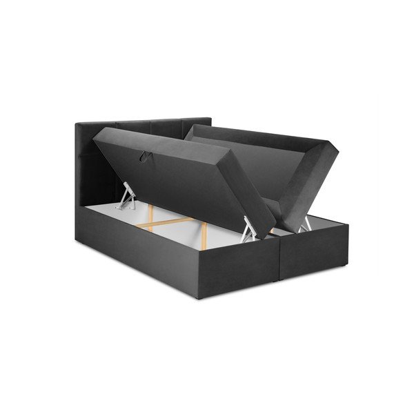 Tmavě šedá boxspring postel s úložným prostorem 180x200 cm Mimicry – Mazzini Beds-image-3