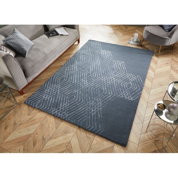 Modrý vlněný koberec Flair Rugs Diamonds, 160 x 230 cm-image-4