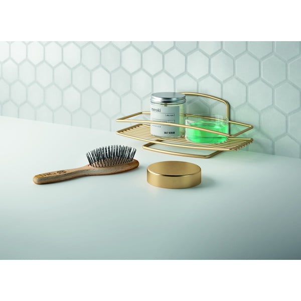 Ocelová koupelnová polička ve zlaté barvě Onda – Metaltex-image-1