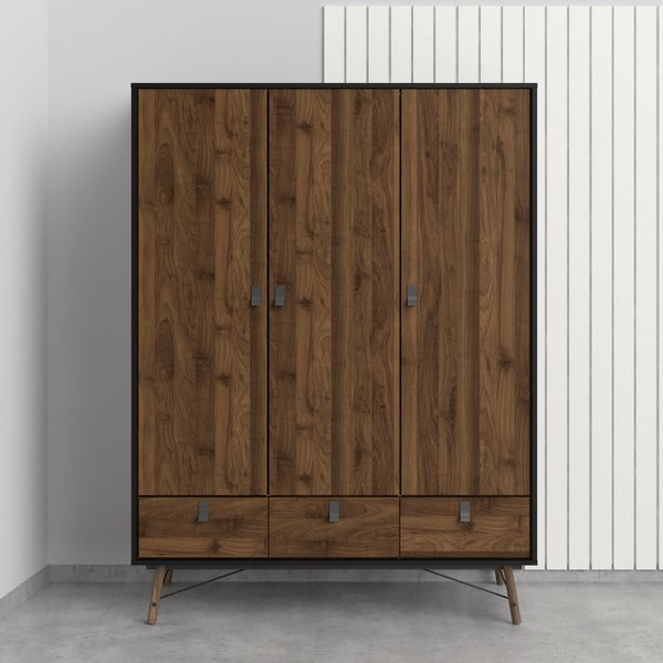 Černá/hnědá šatní skříň v dekoru ořechu 150x200 cm Ry - Tvilum-image-2
