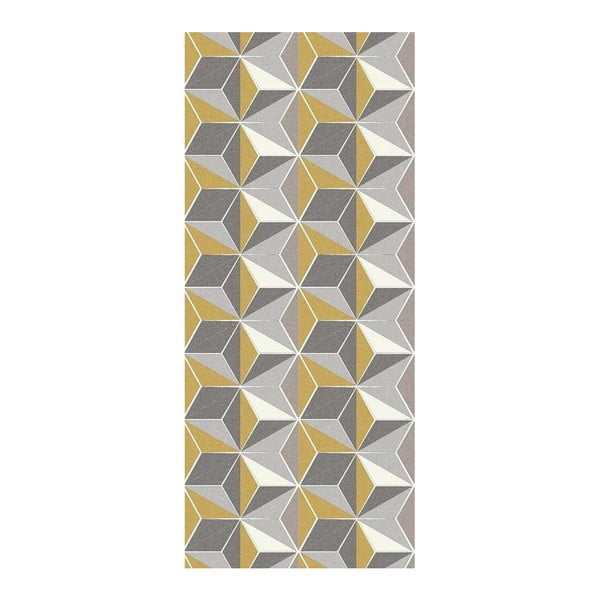 Šedo-žlutý běhoun Floorita Dice Ochre, 60 x 240 cm
