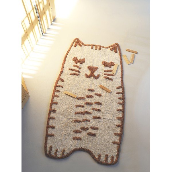 Krémový pratelný ručně tkaný bavlněný dětský koberec 65x120 cm Little Charlie – Nattiot-image-3