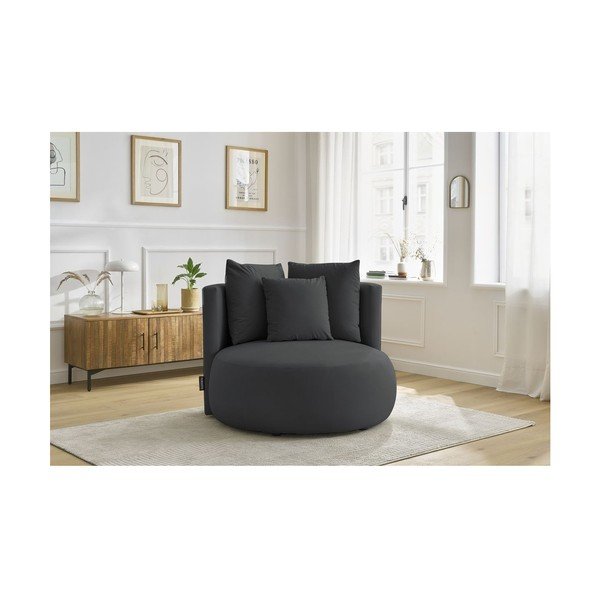 Tmavě šedé sametové křeslo Cesar – Bobochic Paris-image-1