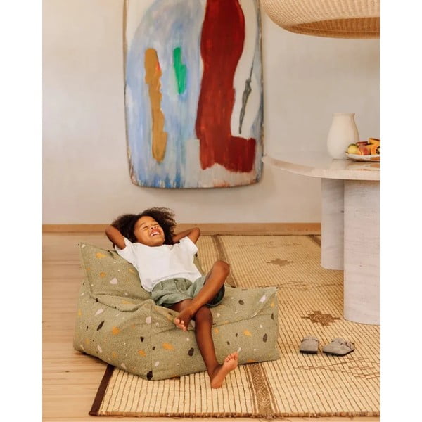 Zelený dětský sedací vak z textilie bouclé/žinylkový Terrazzo Chair – Wigiwama-image-2