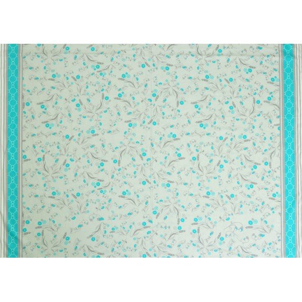 Bílo-modré povlečení na dvoulůžko z bavlněného saténu 200x200 cm Turqiouse Flowers -image-1