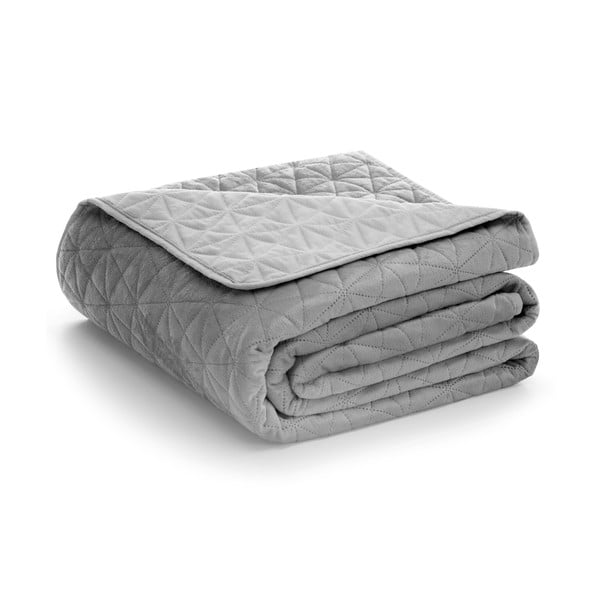 Světle šedý sametový prošívaný přehoz 220x240 cm Laila – Restilo