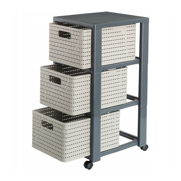 Šedý plastový koupelnový regál 32,5x71 cm Country – Rotho-image-2