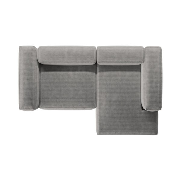 Světle šedá manšestrová rohová pohovka (pravý roh/s lenoškou) Bergamo – Cosmopolitan Design-image-3