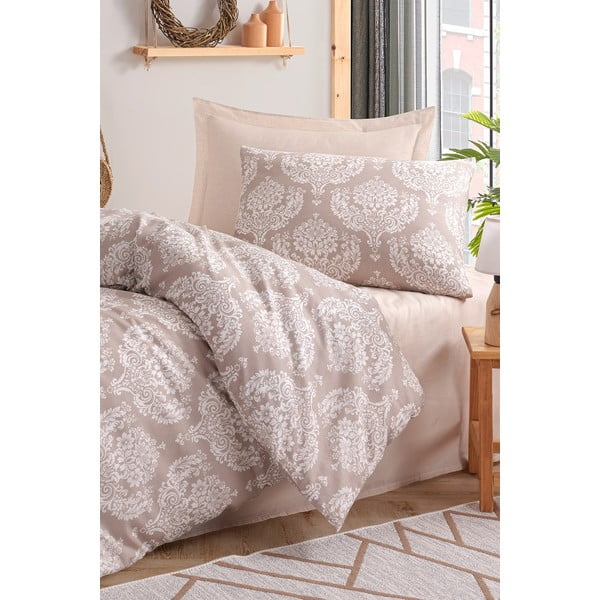 Hnědé povlečení na jednolůžko 140x200 cm Post – Mijolnir-image-1