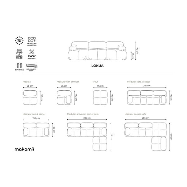 Béžová sametová modulární podnožka Lokua – Makamii-image-4