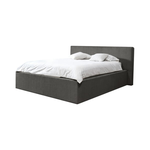Tmavě šedá čalouněná dvoulůžková postel s úložným prostorem s roštem 160x200 cm Nihad – Bobochic Paris