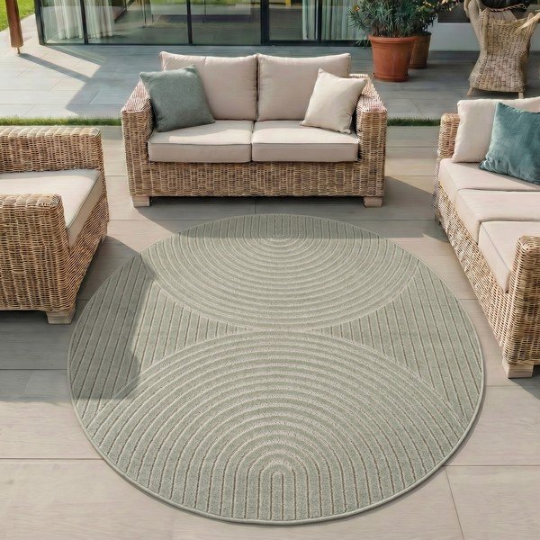 Zelený kulatý vnitřní a venkovní koberec ø 160 cm Nova 1201 – Ayyildiz Carpets-image-1