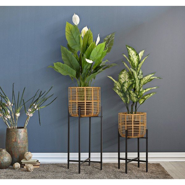 Sada 2 ratanových stojanů na květináč Mauro Ferretti, výška 90 cm-image-1