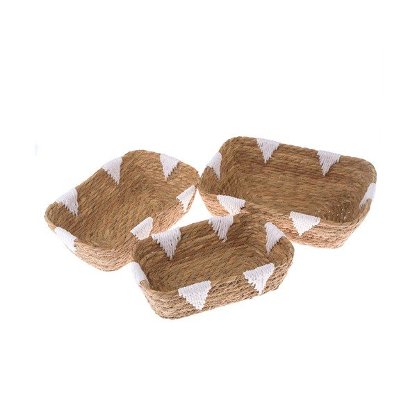 Košíky v sadě 3 ks z proutí ø 34x10 cm – Dakls