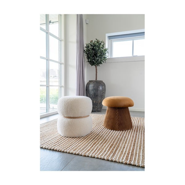 Bílý taburet z textilie bouclé Milford – House Nordic-image-1