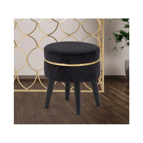 Černá polstrovaná stolička Mauro Ferretti Paris, ⌀ 35 cm-image-1