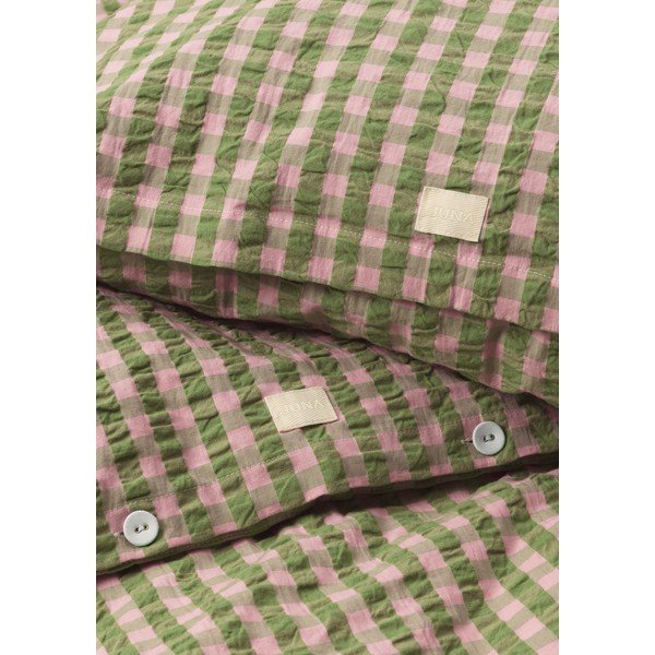 Zeleno-růžové krepové povlečení na jednolůžko 140x200 cm Bæk&Bølge – JUNA-image-3