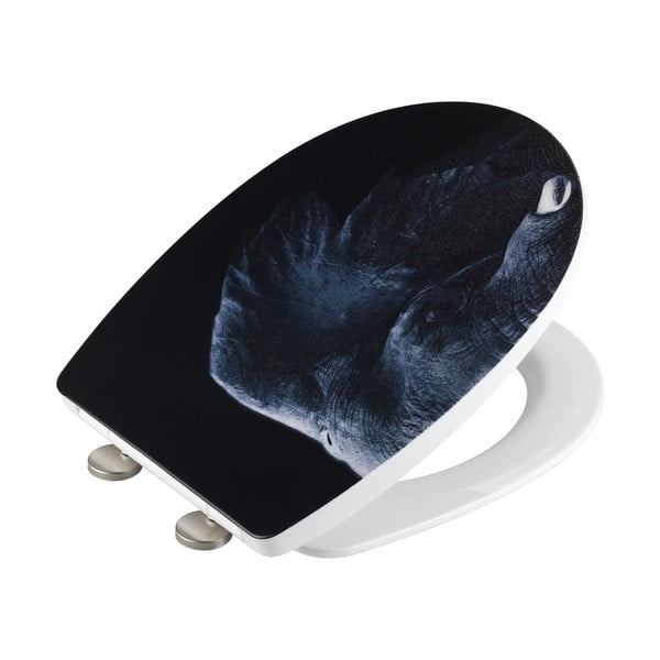 Černé WC sedátko z nerezové oceli Wenko Elephant-image-2