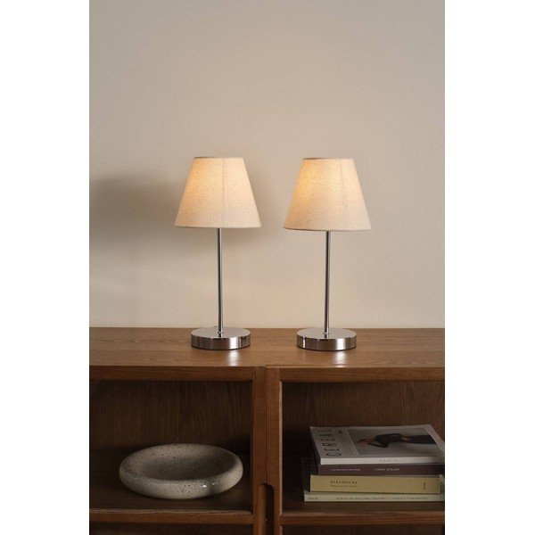 Béžová/v leskle stříbrné barvě látková stolní lampa (výška 39 cm) Lasse – Jotex-image-1