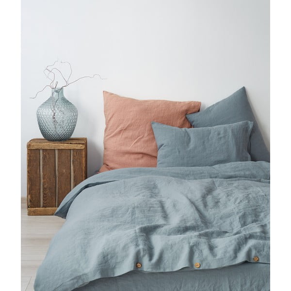 Světle modrý lněný povlak na peřinu Linen Tales, 140 x 200 cm-image-1