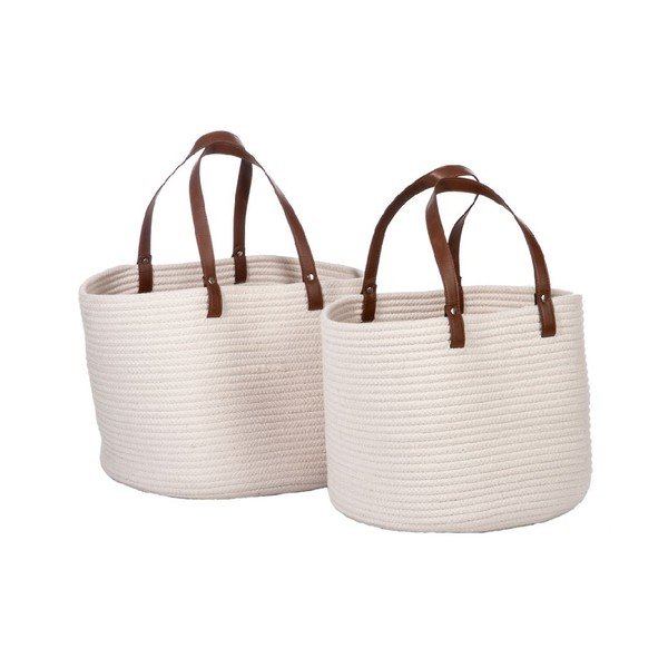 Set 2 košů Cotton White