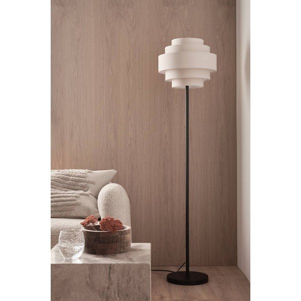 Matně černá/béžová látková stojací lampa (výška 145 cm) Miguel – Ellos Home-image-2