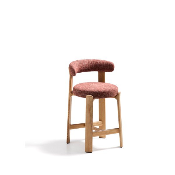 Barová židle z jasanového dřeva v terakotové barvě/ve světle přírodní barvě (výška sedáku 65 cm) Granite – Kave Home