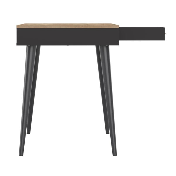 Černý pracovní stůl s deskou v dekoru dubu 134x59 cm - TemaHome-image-3